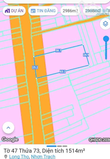 25 x 60 [1514m2] Mặt tiền Hùng Vương, xã Long Thọ, Nhơn Trạch, vị trí rất đẹp
