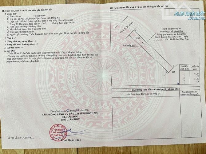 BÁN MẶT TIỀN QUỐC LỘ 20 207M2(5MX41M) KINH DOANH NHIỀU NGÀNH NGHỀ CHỈ 2TỶ5