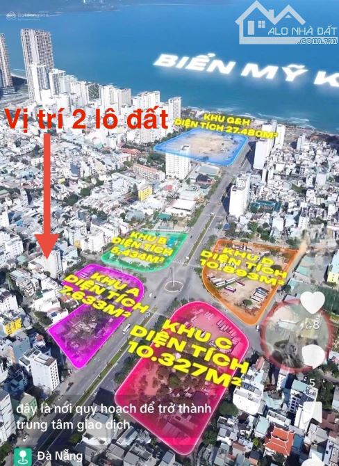 Bán cặp đất ngay trung tâm tài chính sát võ văn kiệt cách biển 500m sơn trà mỹ khê đà nẵng