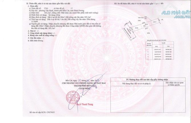BÁN LÔ ĐẤT ĐẸP – TÂN ĐỊNH, TP. BẾN CÁT