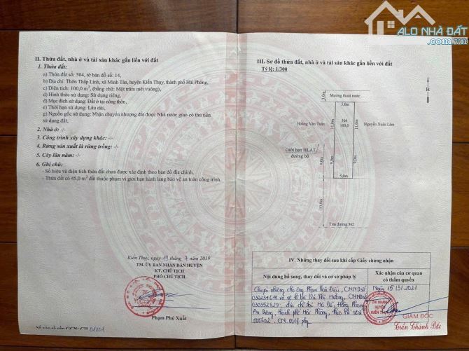 Bán đất Thấp Linh - Minh Tân - Kiến Thụy - Hải Phòng