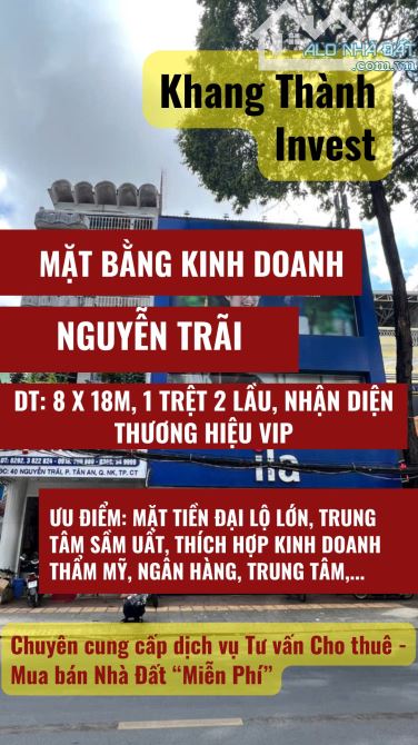 CHO THUÊ MẶT BẰNG MẶT TIỀN ĐƯỜNG NGUYỄN TRÃI – NGANG 8M, VỊ TRÍ ĐẮC ĐỊA