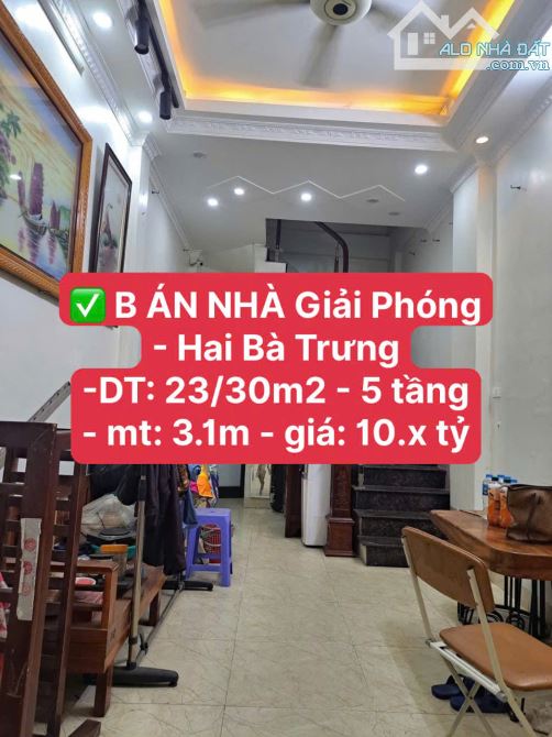✅ B ÁN NHÀ Giải Phóng - Hai Bà Trưng -DT: 23/30m2 - 5 tầng - mt: 3.1m