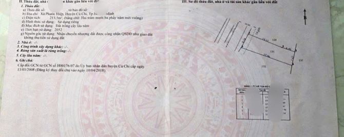 Cần bán lại miếng đất của bố mẹ có sẵn nhà ở Chợ Lệ Thủy Phước Hiệp Củ Chi, dt 213m2 580tr - 1