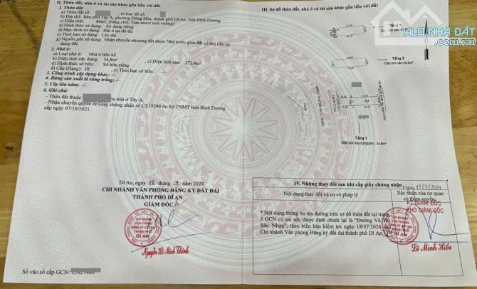 Bán nhà 1T2L 5x20m hoàn công, mặt tiền Võ Thị Sáu p.Đông Hòa, thổ cư 100% - 1