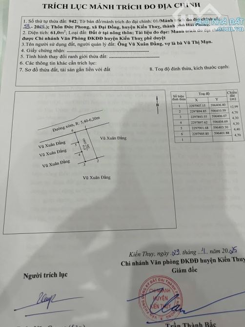 Cần bán lô đất 61m2 đường thôn 5m Đức Phong Đại Đồng Kiến Thụy - 2