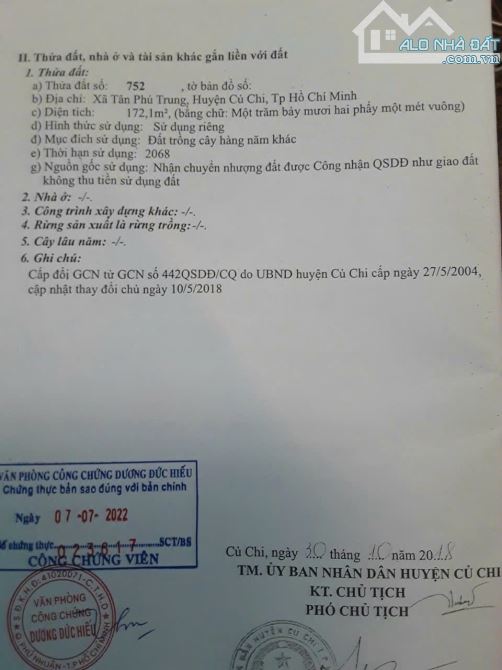 Cần Bán 172m2 Thổ Cư, xã Tân Phú Trung giá 650 Triệu có Sổ Hồng Riêng. - 2