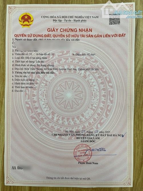 Cân bán 92m đất Kim lần Gia Lâm - 2