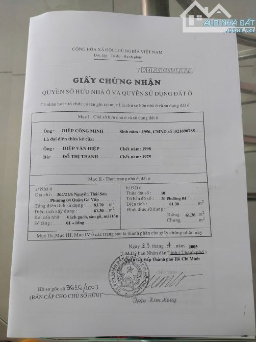 NHÀ DT LỚN ĐƯỜNG NGUYỄN THÁI SƠN , P4 , QUẬN - GV - 3