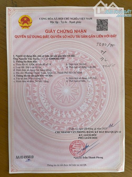 BÁN NHÀ 1 TRỆT 2 LẦU - ĐƯỜNG 8M, THẠNH XUÂN 48, Q.12 – GIÁ CHỈ 4,8 TỶ