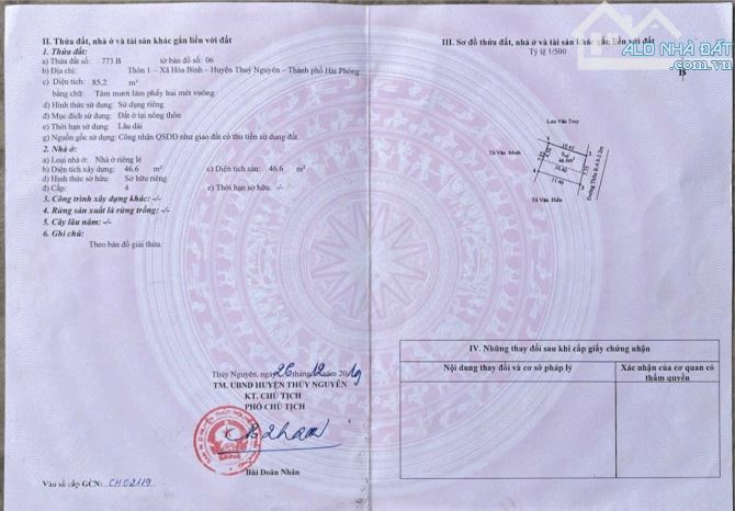 Bán lô 85m Thôn 1 Hòa Bình cách trục trải nhựa chỉ 100m ngõ ô tô 7 chỗ giá 2,x tỷ.