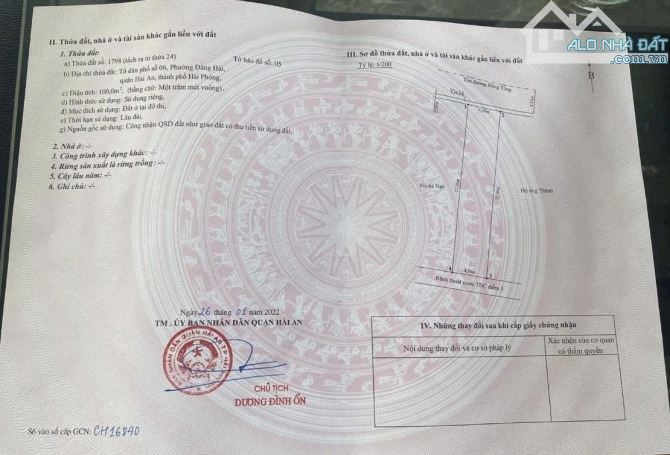 BÁN ĐẤT MẶT ĐƯỜNG HÀNG TỔNG, ĐẰNG HẢI, HẢI AN
