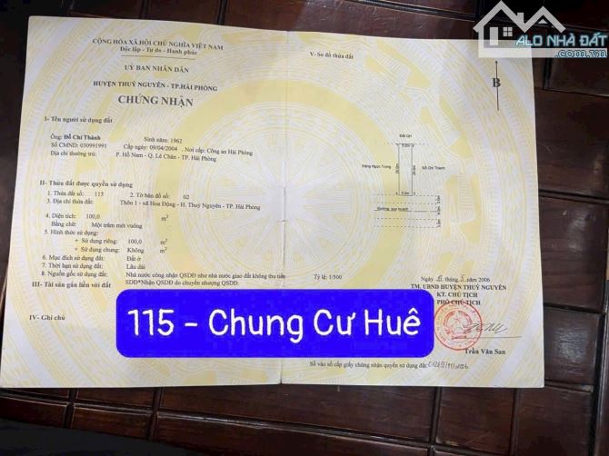 Chung cư Huê - phường Hoa Động - tp Thuỷ Nguyên vị trí cực đẹp giá 3.x tỷ.