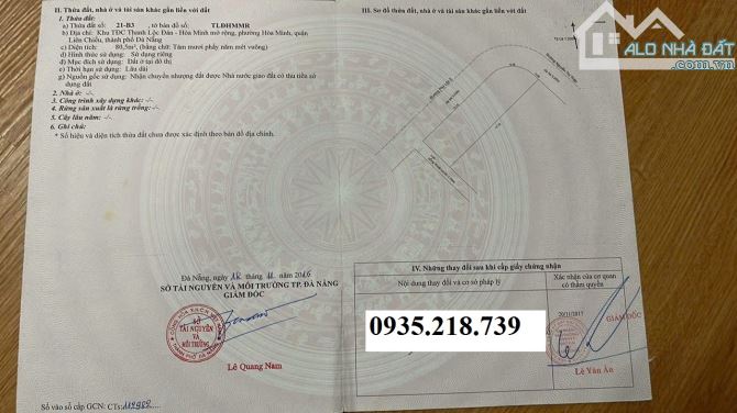 CẦN BÁN GÓC 2MT đường Đặng Đình Vân ( SÁT Biển NGUYỄN TẤT THÀNH) giá 5.5 tỷ TL