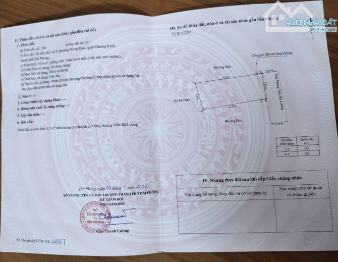 Bán đất Tiểu Trà - Hưng Đạo - Dương Kinh - Hải Phòng