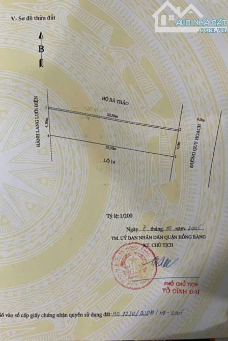 Bán 80m2 đất hướng Đông Nam, đường 6m ngay cạnh trường THPT Hồng Bàng giá hơn 3 tỷ xíu