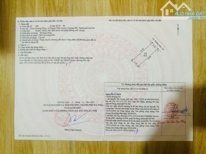 🍎🍎🍎🍎  46m2 Phượng Đồng  - Phụng Châu - Phường Chương Mỹ - Hà Nội ✅ mặt tiền = Hậu = 4