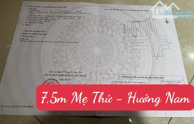 Chính chủ bán lô đất đường 7,5m Mẹ Thứ - Hòa Xuân - Hướng Nam , Vị Trí kinh doanh tốt