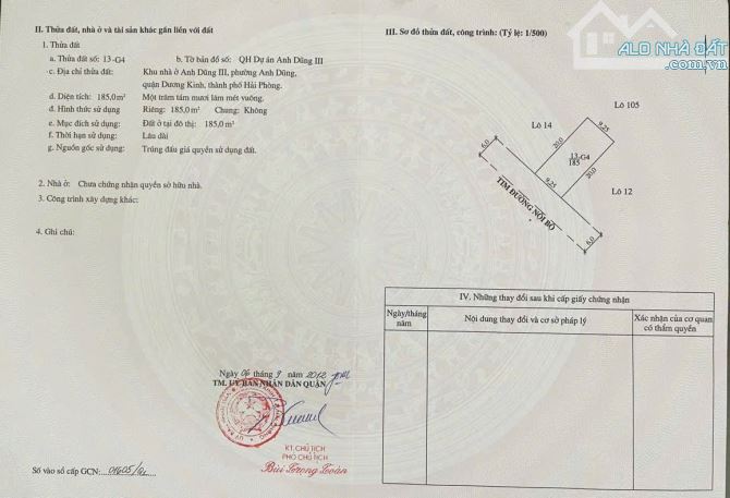 💎Bán lô xây biệt thự 185m2 Anh Dũng 3 - Ngay vòng xuyến Cầu Rào bìa đỏ chính chủ