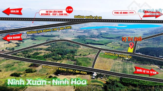 Mua 1 được 4 NINH XUÂN, NINH HOÀ Chủ cần tiền bán nhanh lô đất 2000m2 ngang bám đường 80m - 1