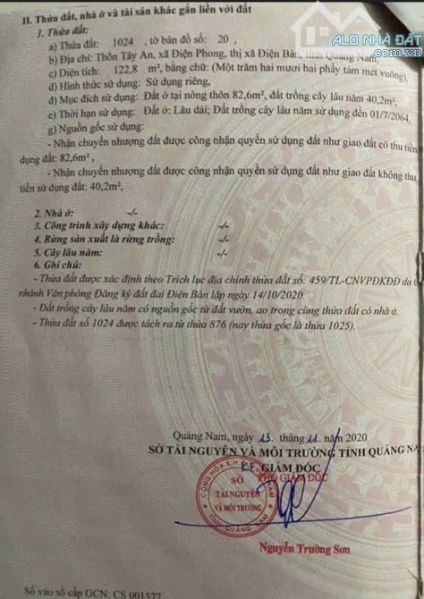 📌📌📌Làm việc trực tiếp!!!Bán rẻ lô tây an ,điện phong ,điện bàn, dt 122m2 có 83m2 thổ cư - 1
