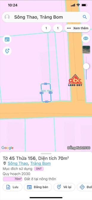 Đất Mặt Tiền Nông Cơ Xã Sông Thao Trảng Bom 70m2 Thổ Cư - 2