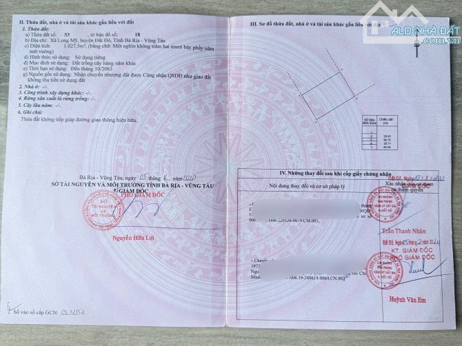 Chủ cần tiền bán gấp mảnh đất - 1027m- thuộc xã long mỹ - huyện Đất Đỏ - Tỉnh BRVT - 3