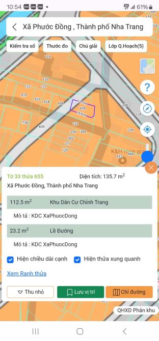 Bán lô đất 2 mặt tiền đẹp, trung tâm xã Phước Đồng, tp. Nha Trang Diện tích: 135,7 m² - 3