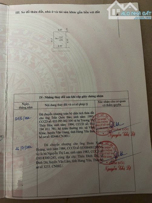 Chính chủ gửi bán lô đất 104m2 chia lô tại Thôn Nhân Nội - Tân Tiến - 4