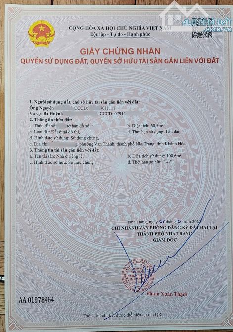 Bán nhà 1trệt 1lầu DT 80m2 TTTP Nha Trang Ngay Chợ Đầm đường ô tô 8m giá 4tỷ6 - 8