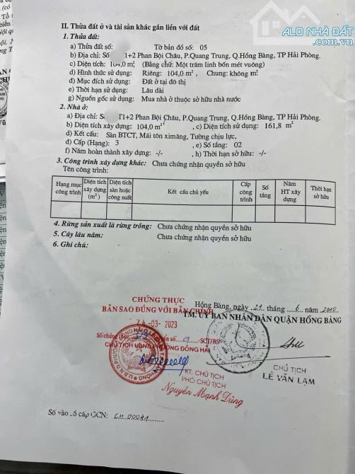 Bán đất mặt đường phố Phan Bội Châu Hải Phòng tặng nhà 2 tầng đang sử dụng