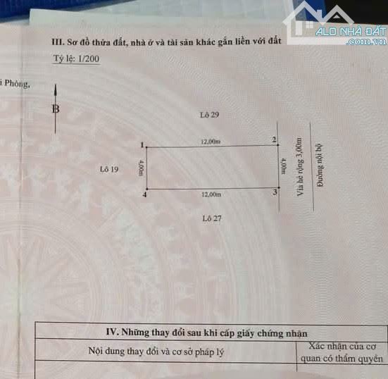 48M2 NGANG 4M ĐẤT PHÂN LÔ TẠI TĐC HỒ SEN - LÊ CHÂN - HẢI PHÒNG.