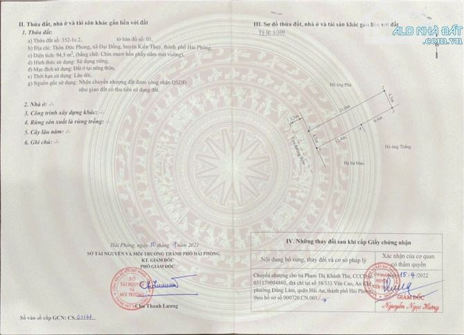 Bán đất Đức Phong - Đại Đồng - Kiến Thụy - Hải Phòng