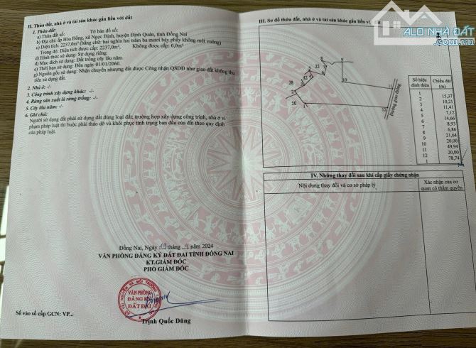BÁN VƯỜN CA CAO NGAY KHU DÂN CƯ NGỌC ĐỊNH 2237M2 GIÁ SIÊU HỜI CHO ANH CHỊ ĐẦU TƯ 790 TRIỆU