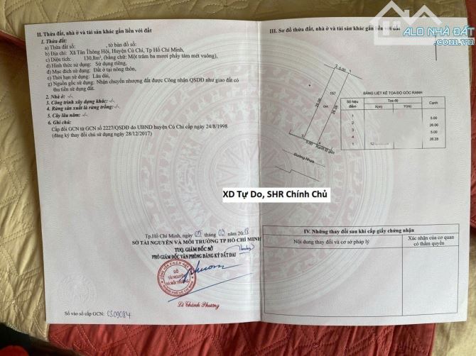 Nhà + vườn ngã tư Quán Đôi, Củ Chi DT 130m2 (5x26)m Sổ hồng riêng đường nhựa 16m Giá 1 tỷ7 - 1