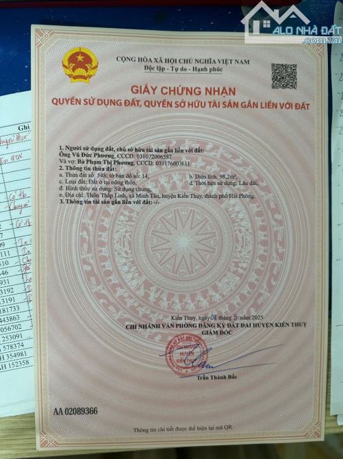 98,2m2 mặt đường 362 Minh Tân gần Ga Nam Hải Phòng giá 3,4tỷ - 4