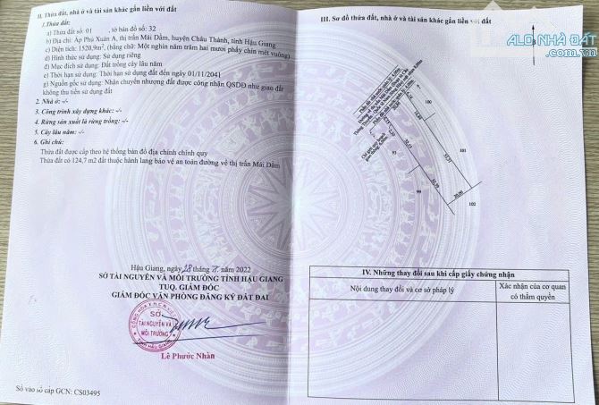 Bán đất nghĩ dưỡng mặt tiền lộ nhựa, 1520m2 cách chợ Mái Dầm 1km. Giá 2,4T - 4