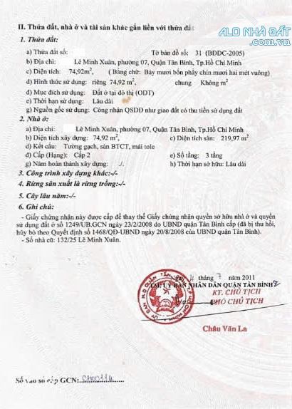 BÁN NHÀ MẶT TIỀN LÊ MINH XUÂN- 4X21- KẾ BÊN CHỢ VẢI TÂN BÌNH- ĐƯỜNG 16M- GIÁ 21 TỶ - 4