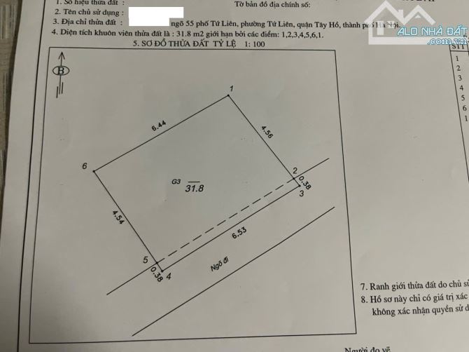 Cần bán nhà ngõ 55 Tứ Liên-Phường Tứ Liên-Tây Hồ-Hà Nội 31.8m2x4T, MT6.5m, giá 4.56 tỷ - 5