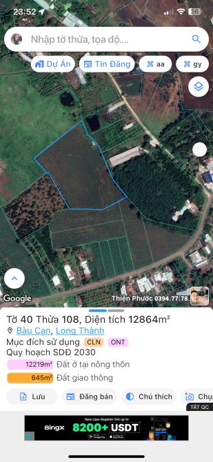 Bán gần 1 mẫu 6 bàu cạn tiếp giáp 770 b giá mềm đầu tư - 3