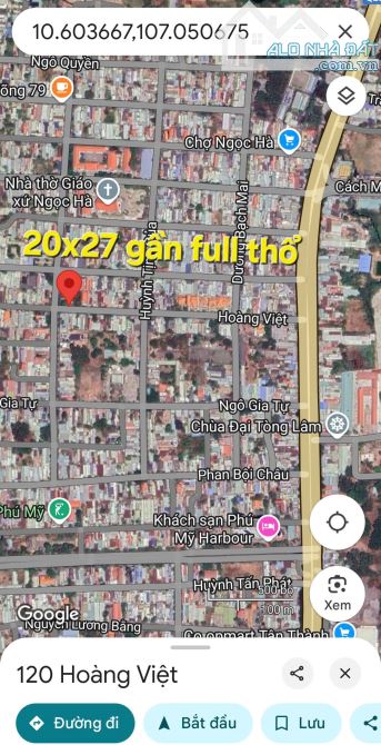 LÔ ĐẤT VUÔNG NHƯ BÁNH CHƯNG ĐƯỜNG HOÀNG VIỆT – PHÚ MỸ 20x27 400TC 12 TỶ