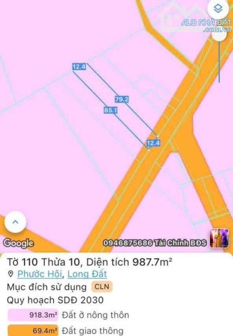 CHUYỂN NHƯỢNG LÔ ĐẤT Gần 1000m2 CÁCH BÃI TẮM LỘC AN 700M