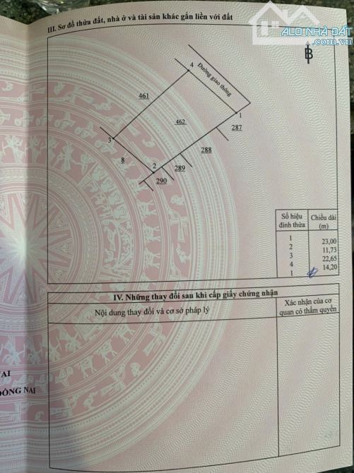 Bán lô đất 291 m2 Tam Phước Biên Hòa chỉ 980tr