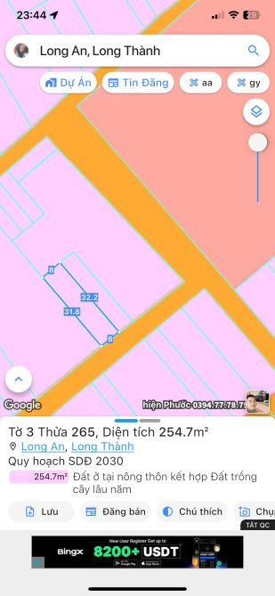 Bán lô đất 254 m long an gần đường bưng môn giá mềm