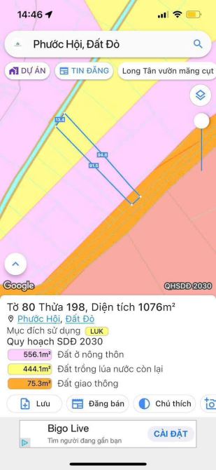 PHƯỚC HỘI - ĐẤT ĐỎ - BRVT ; cách biển Phước Hải chỉ 2km 🌈 DT 1076m2 - 3