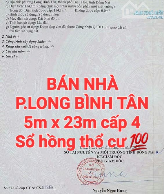 BÁN RẺ NHÀ ĐẤT LONG BÌNH TÂN, SỔ HỒNG RIÊNG THỔ CƯ GẦN CHỢ, TRƯỜNG HỌC - 2
