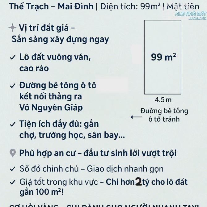 Mua đất Thế Trạch-Mai Đình giá rẻ alo e có ngay 99m ô tô nhỏ ngủ trong nhà. - 3
