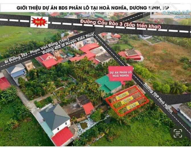 96,7m2 mặt đường nhựa Hòa Nghĩa, Dương Kinh gần Cầu Rào 3