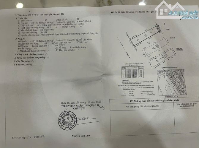 BÁN GẤP NHÀ ĐẸP 3 TẦNG HẺM XE HƠI 458/150 3 Tháng 2, Q.10 DT 4x17 GIÁ CHỈ 13.5 TỶ