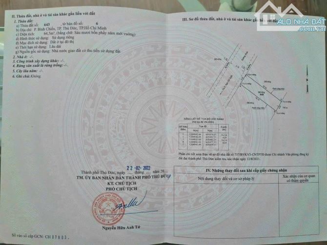 BÁN GẤP ĐẤT 4 x 16 (65m2) HẺM XE TẢI NGAY NGÔ CHÍ QUỐC, -Giá 3.4 TỶ ( bớt lộc)